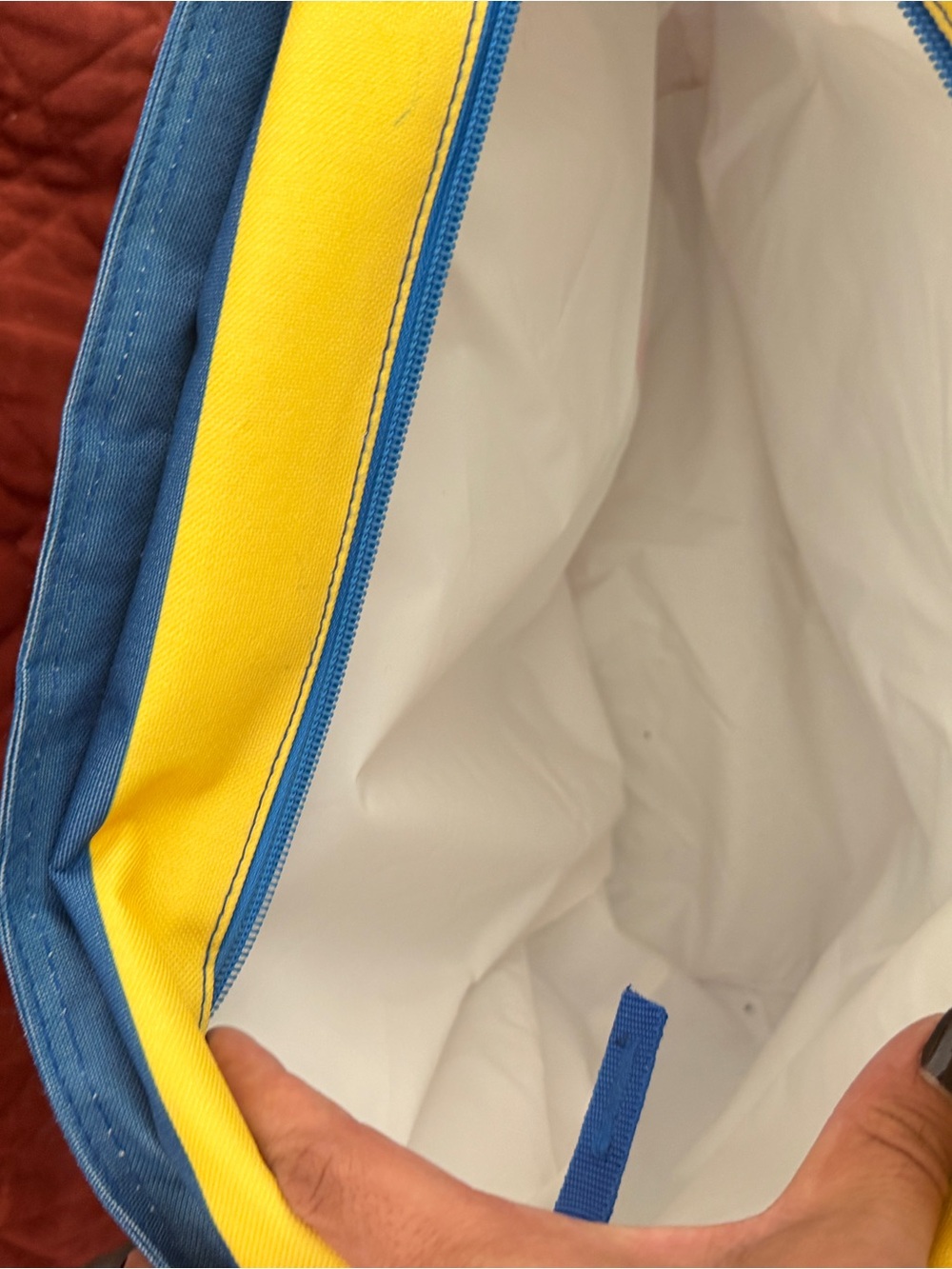 Striped Multicolor Tote Bag - Blue/Yellow/Red - Picture 3 of 4